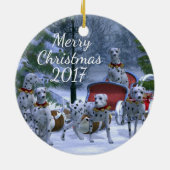 Gepersonaliseerde kerstDalmatiërs Keramisch Ornament (Achterkant)