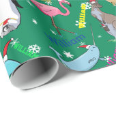 Gepersonaliseerde kerstdieren in Santa Hats Cadeaupapier (Rol Hoek)