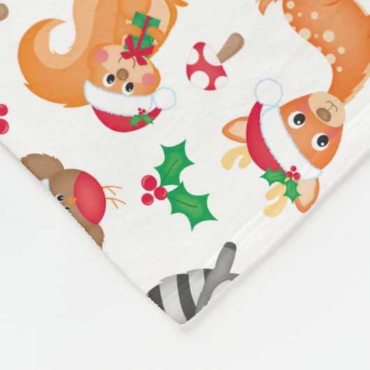 Gepersonaliseerde kerstdieren Kinder bossen Fleece Deken (Hoek)