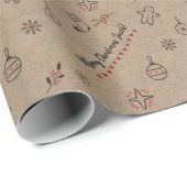 Gepersonaliseerde kerstdoodles in Kraft-Styled Bro Cadeaupapier (Rol Hoek)
