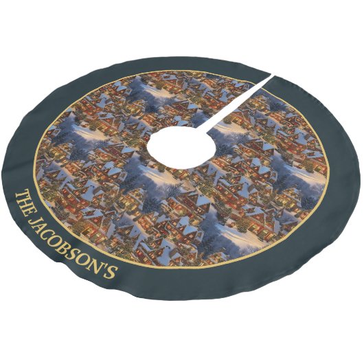 Gepersonaliseerde Kerstdorp Boomrok Kerstboom Rok (Gekanteld)