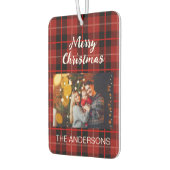 Gepersonaliseerde kerstfamilie foto rode plaid luchtverfrisser (Links)