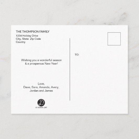 Gepersonaliseerde kerstfamilie fotocollage aankondigingskaart (Achterkant)