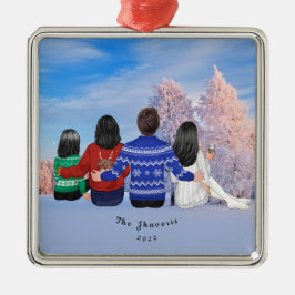 Gepersonaliseerde kerstfamilie mama papa Daughters Metalen Ornament