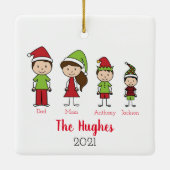 Gepersonaliseerde kerstfamilie van 4 keramisch ornament (Achterkant)