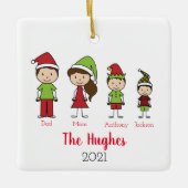 Gepersonaliseerde kerstfamilie van 4 keramisch ornament (Voorkant)