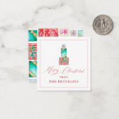 Gepersonaliseerde Kerstfeest Cadeaubehuizing Kaart Notitiekaartje (Voorkant / Achterkant in situ)