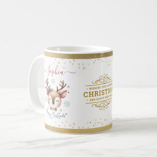 Gepersonaliseerde kerstfeestdag koffiemok (Voorkant links)