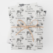 Gepersonaliseerde kerstfeestdag Prettige feestdage Inpakpapier Vel (In situ)