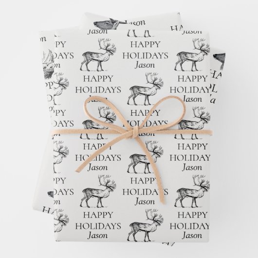 Gepersonaliseerde kerstfeestdag Prettige feestdage Inpakpapier Vel (In situ)