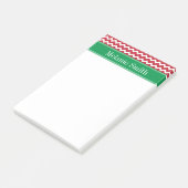 Gepersonaliseerde kerstfeestdag Rode Chevron Post-it® Notes (Schuin)
