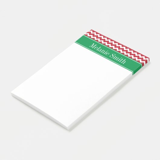 Gepersonaliseerde kerstfeestdag Rode Chevron Post-it® Notes (Schuin)