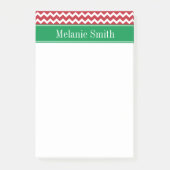 Gepersonaliseerde kerstfeestdag Rode Chevron Post-it® Notes (Voorkant)