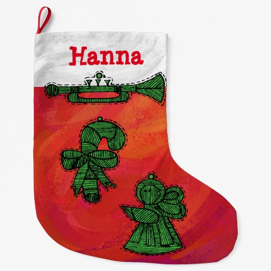 Gepersonaliseerde  kerstfeestdagen grote kerstsok (Voorkant)