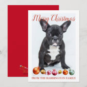 Gepersonaliseerde kerstfeestelijke bulledog Puppy Feestdagenkaart (Voorkant / Achterkant)
