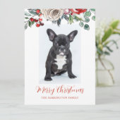 Gepersonaliseerde kerstfeestelijke bulledog Puppy Feestdagenkaart (Staand voorkant)