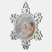 Gepersonaliseerde kerstfeestelijke familie tin sneeuwvlok ornament (Rechts)
