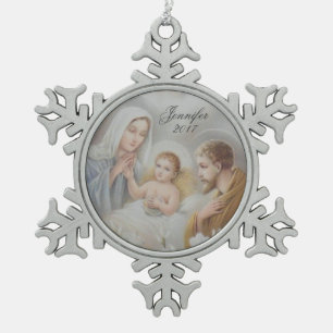 Gepersonaliseerde kerstfeestelijke familie tin sneeuwvlok ornament