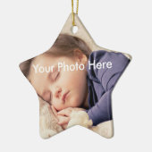 Gepersonaliseerde kerstfeestelijke foto keramisch ornament (Links)