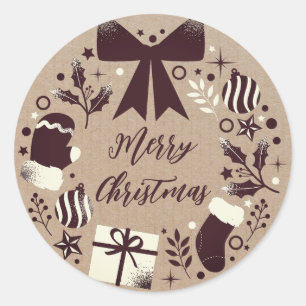 Gepersonaliseerde kerstfeestelijke kerstcadeautjes ronde sticker