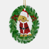 Gepersonaliseerde kerstfeestelijke kerstmanedle Sa Keramisch Ornament (Rechts)