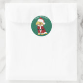 Gepersonaliseerde kerstfeestelijke kerstmanedle Sa Ronde Sticker (Tas)