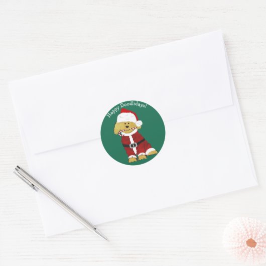 Gepersonaliseerde kerstfeestelijke kerstmanedle Sa Ronde Sticker (Envelop)