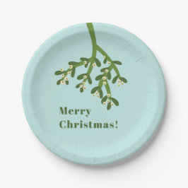 Gepersonaliseerde kerstfeestelijke Mistletoe Papieren Bordje