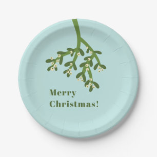 Gepersonaliseerde kerstfeestelijke Mistletoe Papieren Bordje