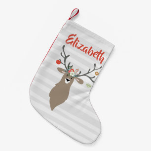 Gepersonaliseerde kerstfeestelijke stag Deer Kleine Kerstsok