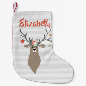 Gepersonaliseerde kerstfeestelijke stag Deer Kleine Kerstsok (Voorkant)