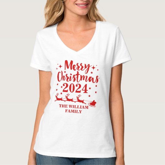 Gepersonaliseerde kerstfeestelijke T-shirt (Voorkant)