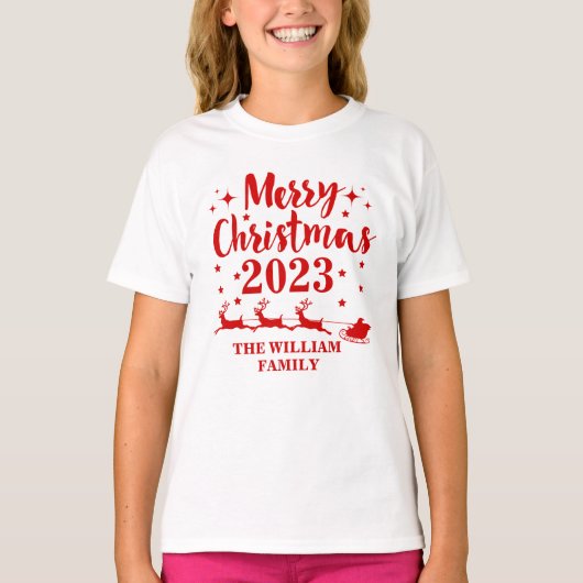 Gepersonaliseerde kerstfeestelijke T-shirt (Voorkant)