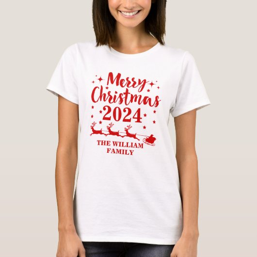 Gepersonaliseerde kerstfeestelijke T-shirt (Voorkant)