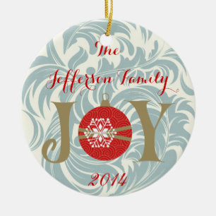 Gepersonaliseerde kerstfeestelijke versiering keramisch ornament