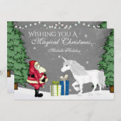 Gepersonaliseerde kerstflat met kerstmis en unicor feestdagenkaart (Voorkant / Achterkant)