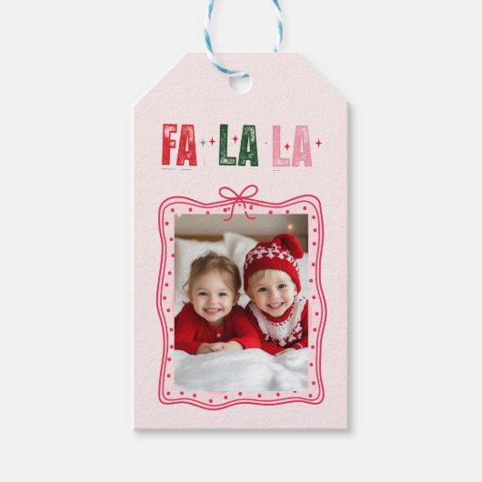 Gepersonaliseerde Kerstfoto Gift Label | Schattige Cadeaulabel (Voorkant)