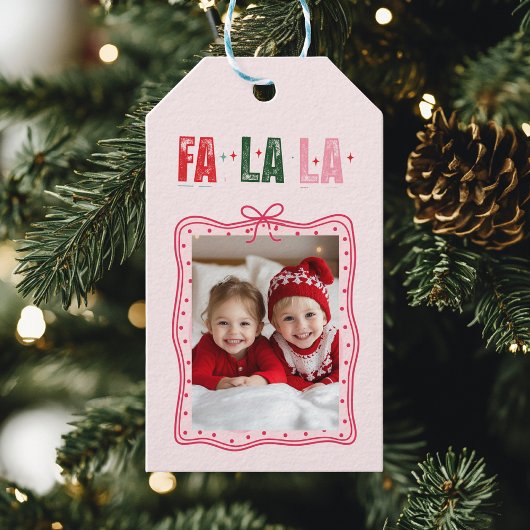 Gepersonaliseerde Kerstfoto Gift Label | Schattige Cadeaulabel
