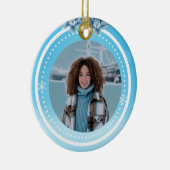 Gepersonaliseerde kerstfoto-Lijst Keramisch Ornament (Rechts)