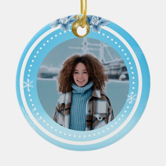 Gepersonaliseerde kerstfoto-Lijst Keramisch Ornament (Voorkant)