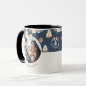 Gepersonaliseerde kerstfoto Mok met familienaam (Voorkant links)