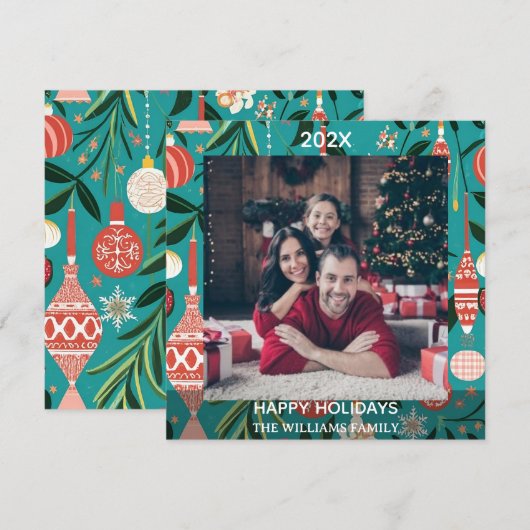 Gepersonaliseerde kerstfoto | Naam en jaar Feestdagenkaart (Voorkant / Achterkant)