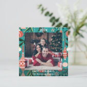 Gepersonaliseerde kerstfoto | Naam en jaar Feestdagenkaart (Staand voorkant)