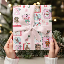 Gepersonaliseerde Kerstfoto Roze Vakantie Fa La La