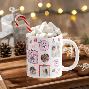 Gepersonaliseerde kerstfoto   Schattigee roze Fa L Grote Koffiekop