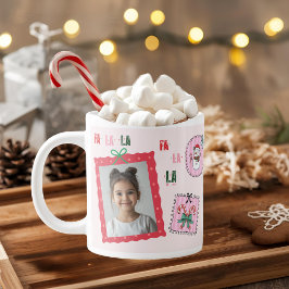 Gepersonaliseerde kerstfoto | Schattigee roze Fa L Grote Koffiekop