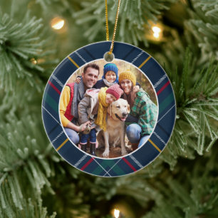 Gepersonaliseerde kerstfoto van lijst keramisch ornament