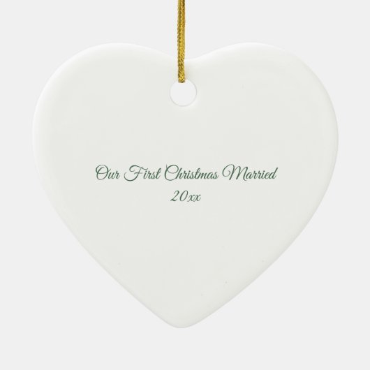 Gepersonaliseerde kerstfoto voor het eerst gehuwd keramisch ornament (Achterkant)