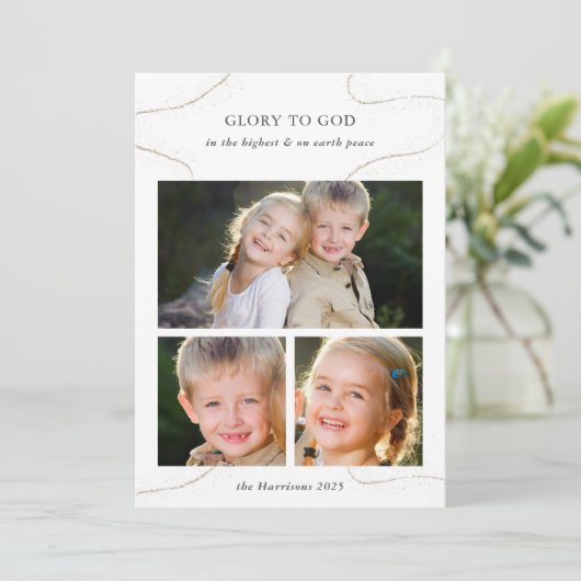 Gepersonaliseerde kerstfoto voor religie Collage Kaart (Staand voorkant)