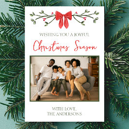 Gepersonaliseerde kerstfotokaart met Bow & Holly Kaart